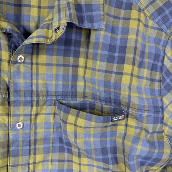 5.11 Tactical Shirt Mens Sz XL Blue Green Plaid Classic Covert UC Snap Front - Picture 4 of 9